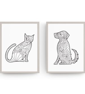 Cat & Dog - Printable Wall Art for Kids Playroom or Bedroom